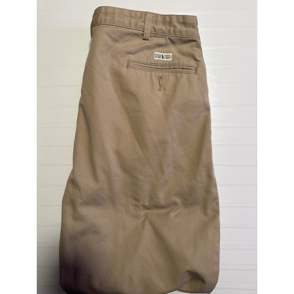 Polo Ralph Lauren Mens 36x32 Pleated Chino Pants Khaki Tan Cotton Straight Leg - Picture 5 of 5